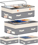 Dolicer 4 Pack Under Bed Storage with Wheels, 6in-10in Height Adjustable Underbed Storage Containers, 92L XXXL Under Bed Drawers Rolling Bin with Clear Lids for Dorm Shoes Clothes Organizers(Grey) by DolicerLANDSCAPEQ