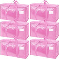 TICONN 6 Pack Extra Large Moving Bags Heavy Duty with Zippers & Carrying Handles, Durable Storage Bags Moving Boxes for Closet Organizers and Storage (6 Pack, Pink) by TICONN