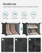 SONGMICS Shoe Rack, 10-Tier with Doors, 40-Pair Storage Cabinet | Shoe Organizer, Steel Frame, Plastic Panel, Bedroom, Entryway, Ink Black and Transparent, DAMION Collection ULPC035B01 - Image 6