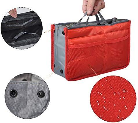 Vercord Purse Organizer Insert for Handbags Bag Organizers Inside Tote Pocketbook Women Nurse Nylon 13 Pockets Red Large - Image 5