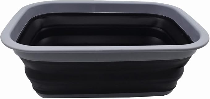SAMMART 9.2L (2.37Gallon) Collapsible Tub - Portable Outdoor Picnic Basket/Crater - Foldable Shopping Bag - Space Saving Storage Container (M, Dark Grey/Black) - Image 4