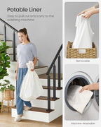 SONGMICS Rolling Laundry Hamper with Lid, 160 L 3-Section Synthetic Rattan - Image 6