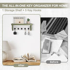 Key and Mail Holder Wall Mount, Mail Organizer with 5 Key Hooks - Image 6