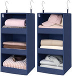 GRANNY SAYS 3-Shelf Hanging Closet Organizer, Foldable Storage, Navy | 33 lb Capacity, No-Sag Support, Keeps Clothes Neat, Folds Flat, Fits RV, Dorm & Small Closets, 2 Pack by GRANNYSAYS