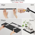 BAYKA Black Floating Shelves 22.5in, Set of 2, Wall Mounted for Wall Decor (Pack of 2) - Image 6