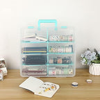 BTSKY Clear Plastic Dividing Storage Box with 8 Compartments Adjustable Storage Bin with Lid Portable Craft Storage Container Multipurpose Sewing Box Art Supply Organizer, 15.1x13.9x3.5 Inches - Image 6