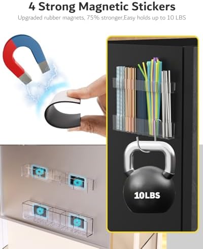 Magnetic Acrylic Straw Holder for Fridge - 5 Slot Sturdy Kitchen Organizer, Adhesive-Free Refrigerator Storage for Metal, Glass, Silicone Straws & Utensils (Separate unit Clear-Magnetic Type-5C) - Image 3