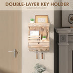 Rebee Vision Key Holder Wall Mount with Drawer for Entryway, Natural Wood - Image 3