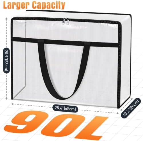 4 Packs 90L Clear Under Bed Storage Containers, Large Clothes Storage Bags - Image 2