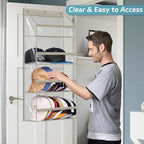 AOODA Clear Over the Door Hat Racks for Baseball Caps, Hold 48 Caps Hat Storage Organizer for Closet Wall, Deep Pockets Hanging Snapback Holder Shelves with 3 Hooks, Grey - Image 5