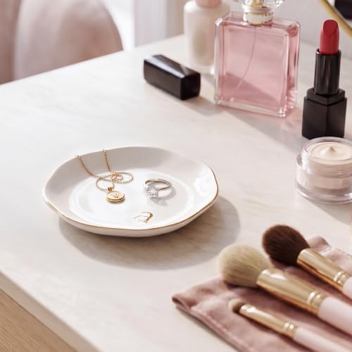 Ceramic Jewelry Tray, White Initial A Personalized Jewelry Dish - Image 4