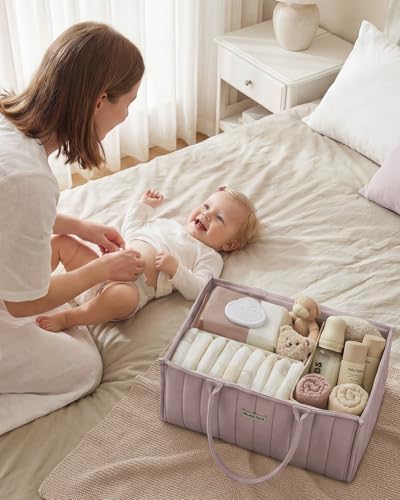 Blissful Diary Baby Diaper Caddy Organizer, Nursery Storage, Mauve Pink - Image 6