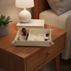 UnionBasic Medium Jewelry Tray for Rings Watches Earrings, Entryway Catchall Caddy for Coins Keys Change, Nightstand Bedside Valet Holder, Trays for Electronic Gadgets, Lychee Beige Plus - Image 6