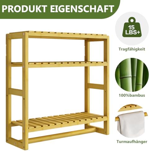 Galood Over The Toilet Storage Bathroom Shelves Wall Mounted 3 Tier Yellow - Image 5