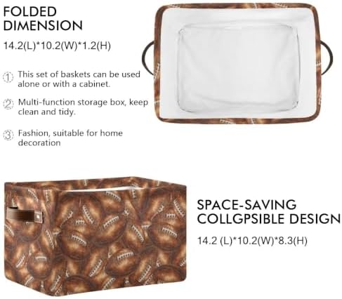 Football Rectangular Storage Basket Organizer Bin Shelf Baskets For Home Office Dorm - Image 3