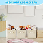 Yinder 12 Pcs Cube Storage Bin Beige 10.5''x10.5''x11'' Storage Bins for Playroom Decor Colorful Bins for Kids Foldable Baskets for Nursery Organizer Boxes Fabric Boxes - Image 5