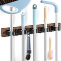 Brown Broom Holder Wall Mount - Heavy Duty Wood Mop and Broom Organizer with 5 Slots & 4 Hooks - Rustic Garden Tool Hanger for Laundry Room Closet Kitchen Garage Storage and Organization by Unknown