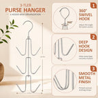 ZEDODIER 2 Pack Purse Hanger, Purse Organizer for Closet, Holds 12 Bags - Image 6