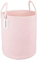 XUANGUO Cotton Rope Laundry Basket Hamper for Girls Kids Baby Nursery Hamper Bin Woven Storage Basket for Living Room Girls room Boho Tall Rope Baskets for Blanket Toys Large light pink (Pack of 10) by XUANGUO