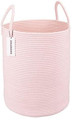 XUANGUO Cotton Rope Laundry Basket Hamper for Girls Kids Baby Nursery Hamper Bin Woven Storage Basket for Living Room Girls room Boho Tall Rope Baskets for Blanket Toys Large light pink (Pack of 10) by XUANGUO