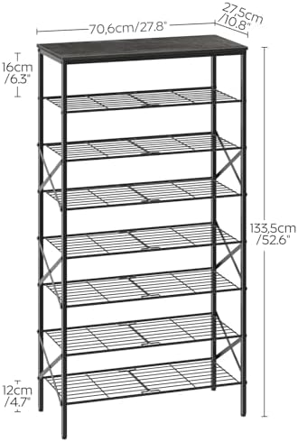 YATINEY 8 Tier Shoe Rack, Large Capacity Shoe Storage Organizer Holds 32 Pairs, Sturdy and Stable, for Entryway, Hallway, Closet, Dorm Room, Charcoal and Black SS08BC - Image 3