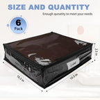 Clear Zippered Plastic Clothes Storage Bags, 6 Pack, Black | Clear Storage Bags with Zipper Plastic Storage Bags for Clothes Sweaters Blankets Sheets, Size: 10.5 x 10.5 x 2.5 Inch - Image 2