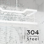 Consumest Over Door Shower Caddy - 2 Tier Shower Shelves Hanging with Soap Holders, Large Capacity Shower Organizer with 4 Hooks, Bathroom Rack and Storage, White - Image 2