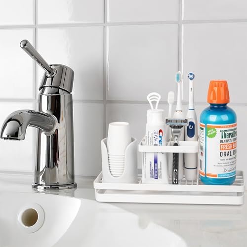 Toothbrush Holders Toothpaste Organizer Bathroom Accessories, White - Image 2