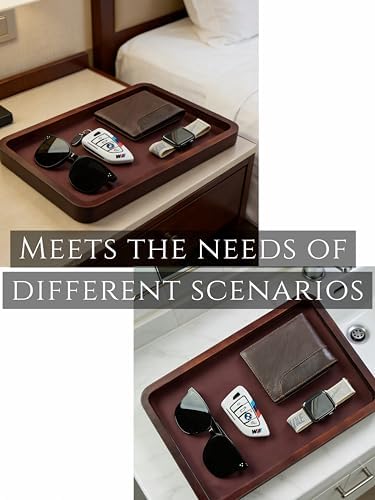 Valet Tray-Light Brown Wood Decorative Key Tray, Bedside Dump Holder.Catch All Tray Tray Decorative for Trinkets,Watches,Keys,Sunglasses. - Image 6