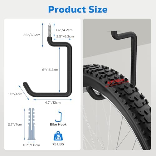 Housolution Screw in Bike Hooks, [8 Pack] 8-inch for Wall and Ceiling - Image 3
