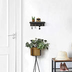 HRONRAD Rustic Key Holder for Wall, Farmhouse Wall Shelf with 4 Hooks, Wall Mounted Key Racks, Wooden Mail Organizer with Hooks for Entryway (Black - Pine) - Image 5