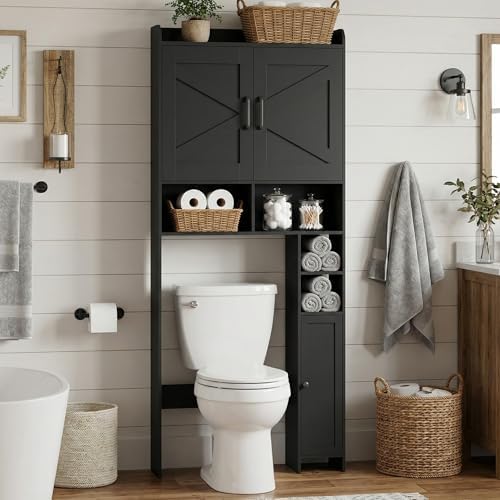 Homhedy Wooden Over The Toilet Storage Cabinet with Barn Door - Image 4