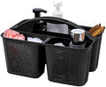 Plastic Portable Shower Caddy Basket with Handle, 3 Compartments, Black by UUJOLY