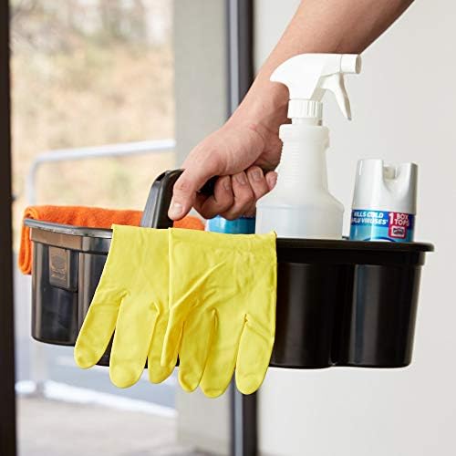 Rubbermaid Commercial Products Deluxe Carry Caddy, Black, Cleaning Storage for Wipes/Spray Bottles/Brushes/Dustpans/Gloves, Pack of 6 - Image 2