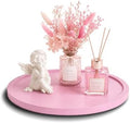 Lazy Susan Turntable Organizer, 10" Acacia Wood Decorative Tray, Pink by BLESWIN