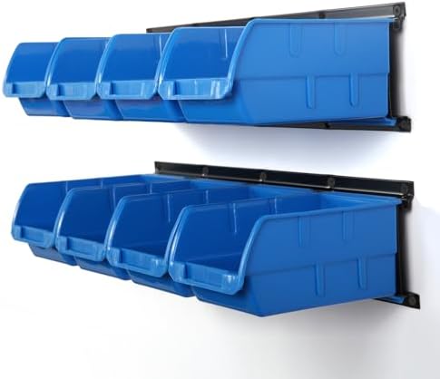 Wallmaster 8-Bin Wall Mounted Plastic Storage Bins Hanging Organizer Bins by Wallmaster