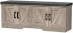 HOMSHO Farmhouse Shoe Storage Bench with 4 Barn Doors & Padded Seat Cushion by HOMSHO