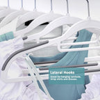 Tonswachic 50-Pack Coat Hangers, Space Saving Plastic Clothes Hangers, Non-Slip, 0.2 Inches Slim, 16.53 Inches Wide, 360° Swivel Silver Hook for Shirts, Pants & Wet/Dry Garments, White and Dark Gray - Image 3