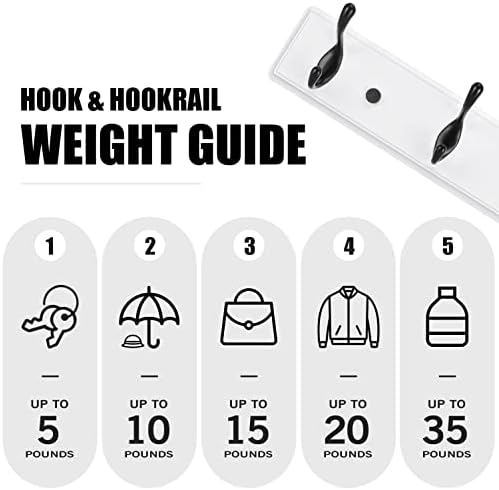 Heavy Duty Wooden Coat Rack, Wall-Mounted, Black Hook White Board, 19 Inch - Image 4