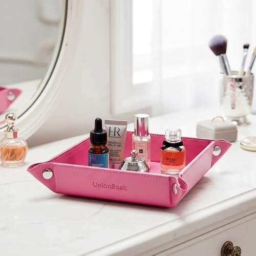 UnionBasic Small Valet Tray, Jewelry Tray for Rings Watches Earrings, Entryway Catchall Caddy for Coins Keys Change, Nightstand Bedside Valet Holder, Trays for Electronic Gadgets, Roseo - Image 5