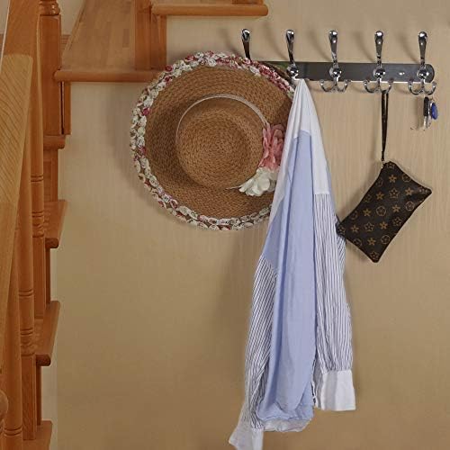 Dseap Coat Rack Wall Mounted - 5 Tri Hooks, Heavy Duty, Stainless Steel, Metal Coat Hook Rail for Coat Hat Towel Purse Robes Mudroom Bathroom Entryway,Chromed - Image 4