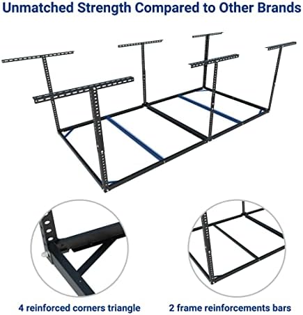 FLEXIMOUNTS 4x8 Overhead Garage Storage Rack, Without Decking, Black - Image 4