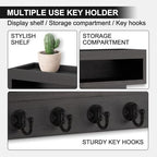 Key and Mail Holder Wall Mount with Long Storage Box and 6 Hooks - Image 4