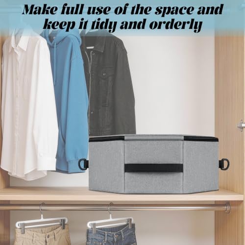 Hat Storage Box, Hardboard Support Cowboy Hat Box with Crush-Proof & Dustproof, Large Hat Travel Case for Women & Men, Foldable Hat Boxes for Women Storage for Home & Travel (Gray) - Image 3