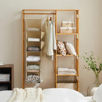 YOUDENOVA Hanging Closet Organizer and Storage, 6-Shelf, 2 Packs, Beige | Breathable Fabric, 2 Side Pockets, Clothes Organizer, Hanging Shelves, Closet Storage, College Dorm Room Essentials for Guys - Image 2
