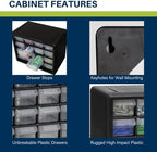 Akro-Mils 16-Drawer Plastic Storage Cabinet | 10-1/2 x 6-1/2 x 8-1/2 Inch | Black | Model 10116 | Garage Organization - Image 4