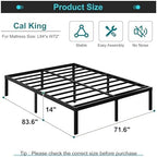 Maenizi California King Bed Frames, 14 Inch Heavy Duty Metal Platform - Image 2