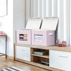 Univivi Fabric Foldable Storage Boxes with Lids, 4 Pack, Pink - Image 5