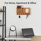 Lwenki Key Holder for Wall – Decorative Wooden Mail Holder and Key Shelf with Mounting Hardware, Installation Guide – Paulownia Wood with Metal Key Hooks (Light Brown, Extra Large - 15.6inch) - Image 4