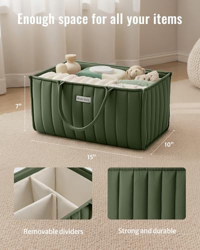 Blissful Diary Baby Diaper Caddy Organizer, Nursery Storage, Deep Green - Image 3